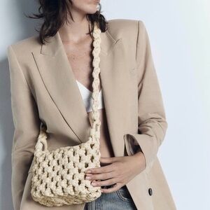 Zara Handcrafted Cream Woven Bag